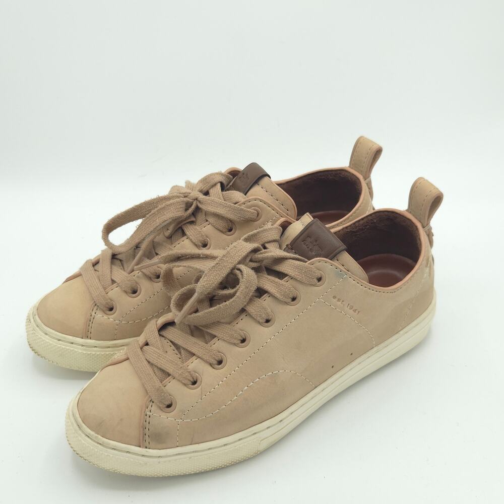 Coach Nubuck Leather Low Top Women's Size 5.5 Beechwood Biege Sneakers